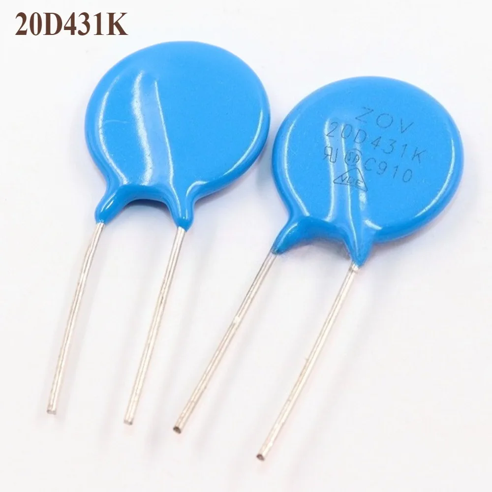 

Varistor 20D431K 20Pcs 20mm 430V Surge Absorption Resistor Overvoltage Protection For Power Supply AC Circuit Lightning Protecti
