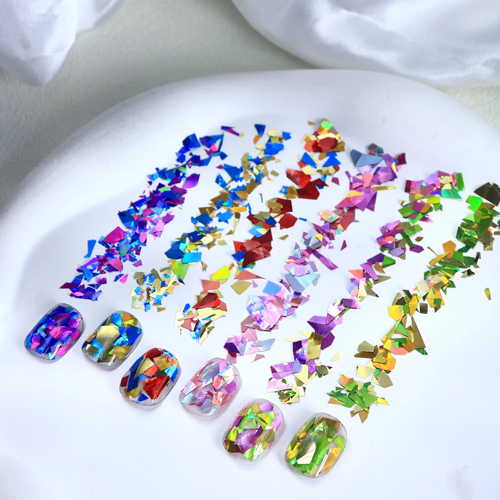 Holographic Irregular Flakes Nail Art Parts Mixed Broken Glass Sequins Manicure DIY Accessories Christmas Style Nails Design