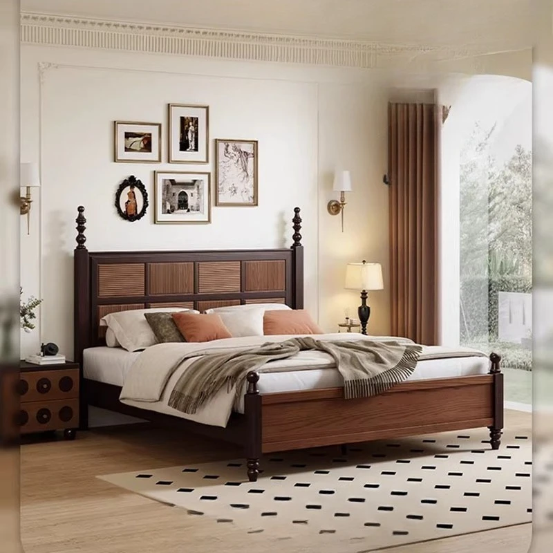 Wooden Design Bed Double Frame Luxury Full Storage Modern Safe Creative Bed European Headboards Muebles Lounge Suite Furniture