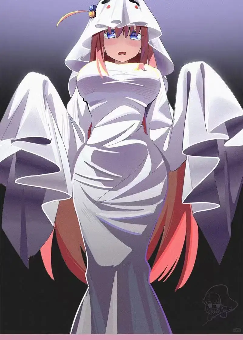 Halloween Costumes Ghost Lady Cosplay Clothes Mrs. Apricot with the Same Cute Ghost Dress Outfits for Party Costume signboard