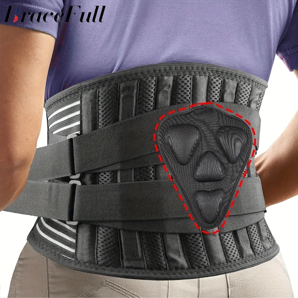 

Back Brace with Lumbar Pad & 6 Flexible Supports,Back Support for Lower Back Pain Women,Back Brace for Men Lifting at Work