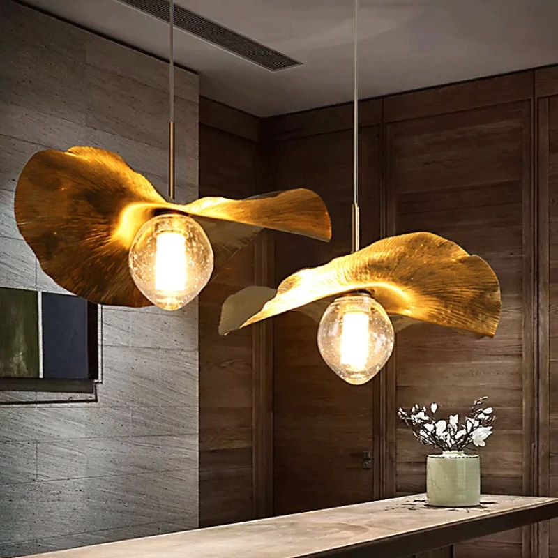 Lotus Leaf pendant light Hammered brass pendant lamp for living room dining room bedroom decoration kitchen light fixtures - view 3