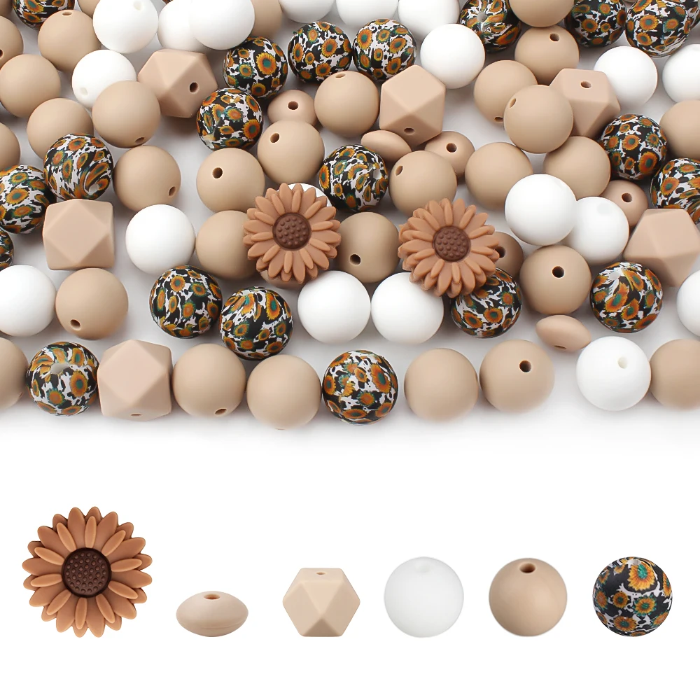 

30Pcs Silicone Beads Pacifier Daisy Theme Beads For Jewelry Making DIY Necklaces Beaded Pen Jewellery Accessories Set Gifts
