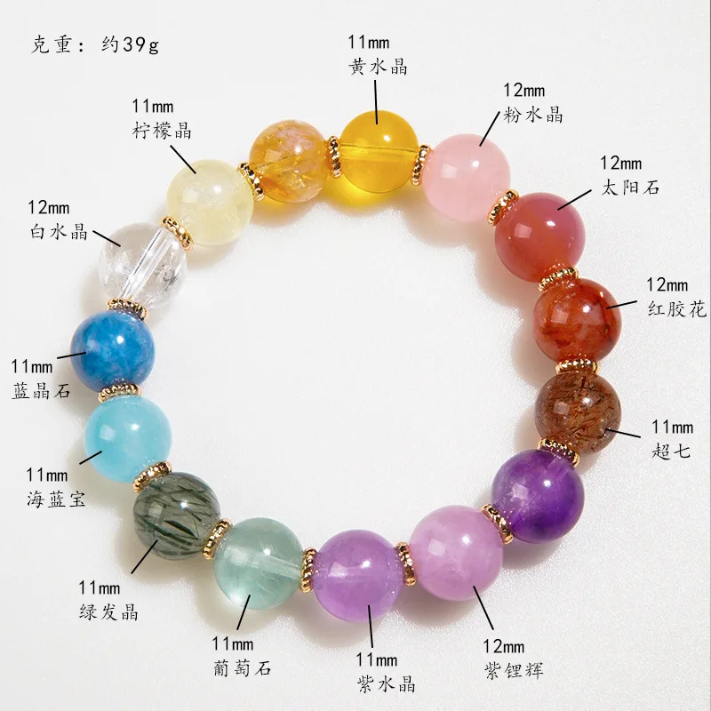 

Женский браслет из бисера с аквамарином и аметистом, нишевая мода с ощущением изысканности, розовый кварц, пренит, Multi-Gemsto