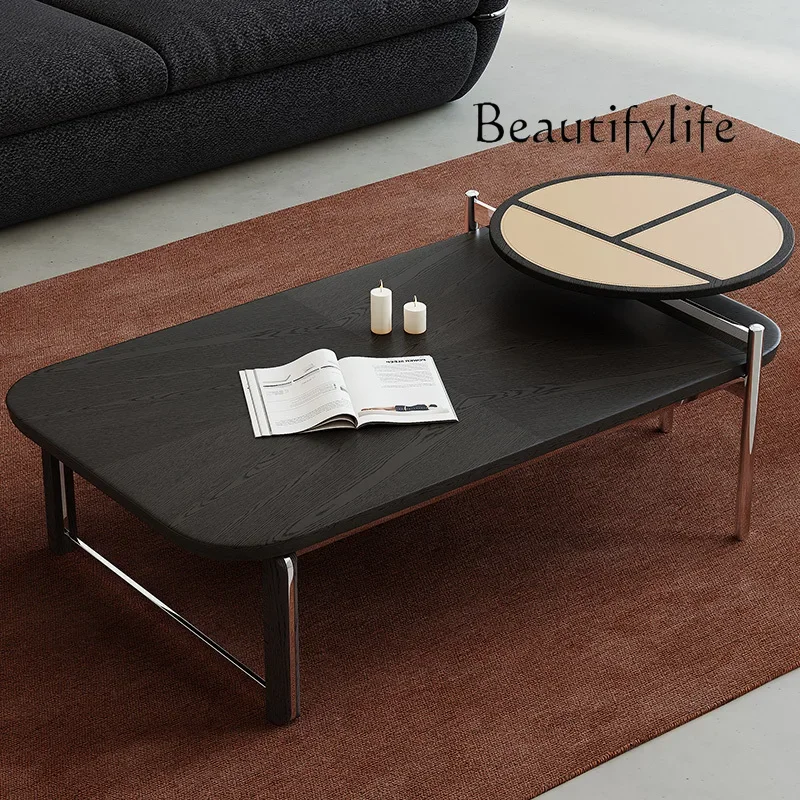 Modern Coffee Table Antique Simple Living Room Solid Wood Coffee Table Rotatable Combination Designer Solid Wood Tea TableBJ