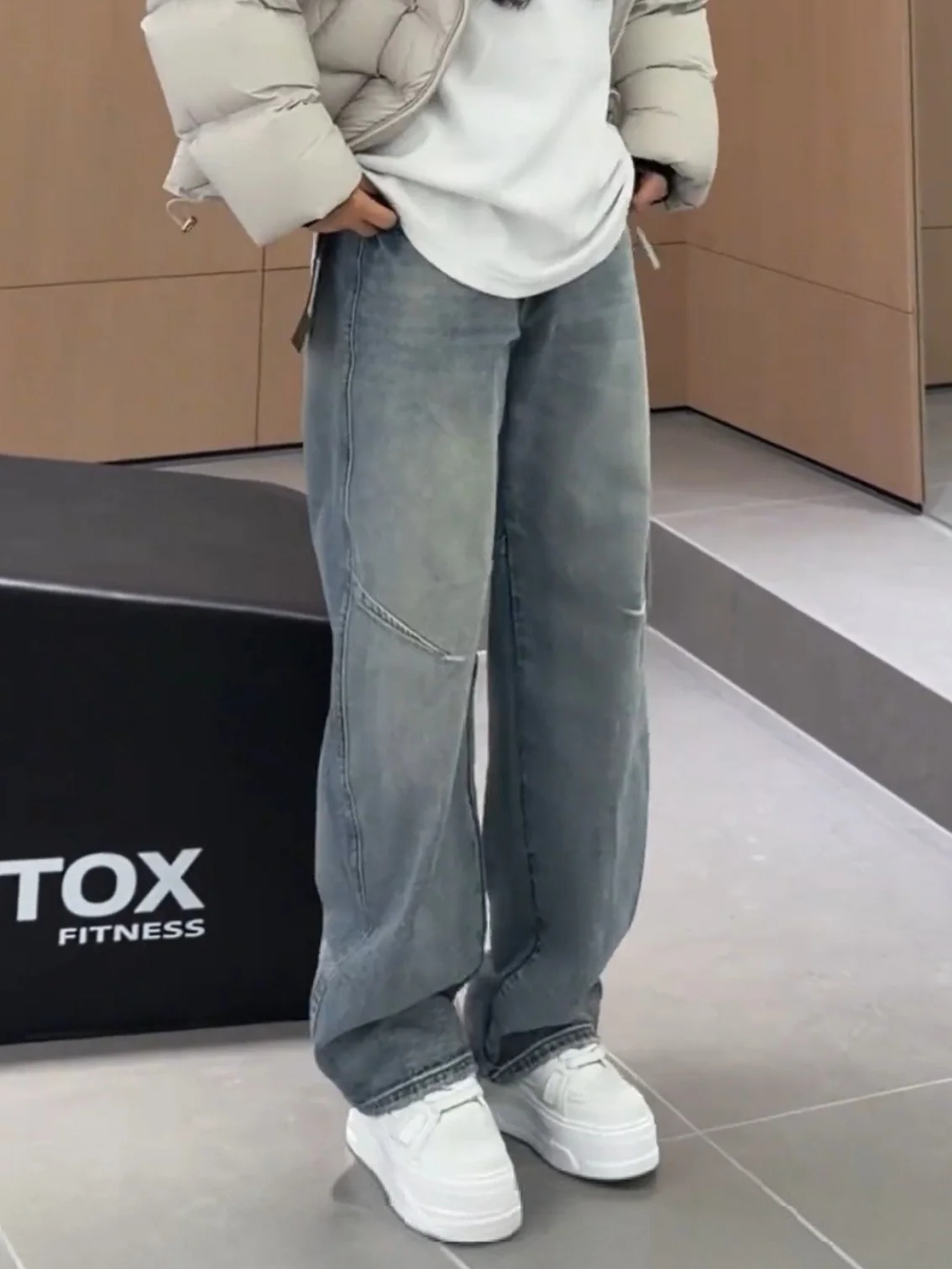 

Retro American Waed Bent Knife Jeans Men's Trendy Loose Straight Casual Pants Cotton Elastic Wear Resistant Antismue