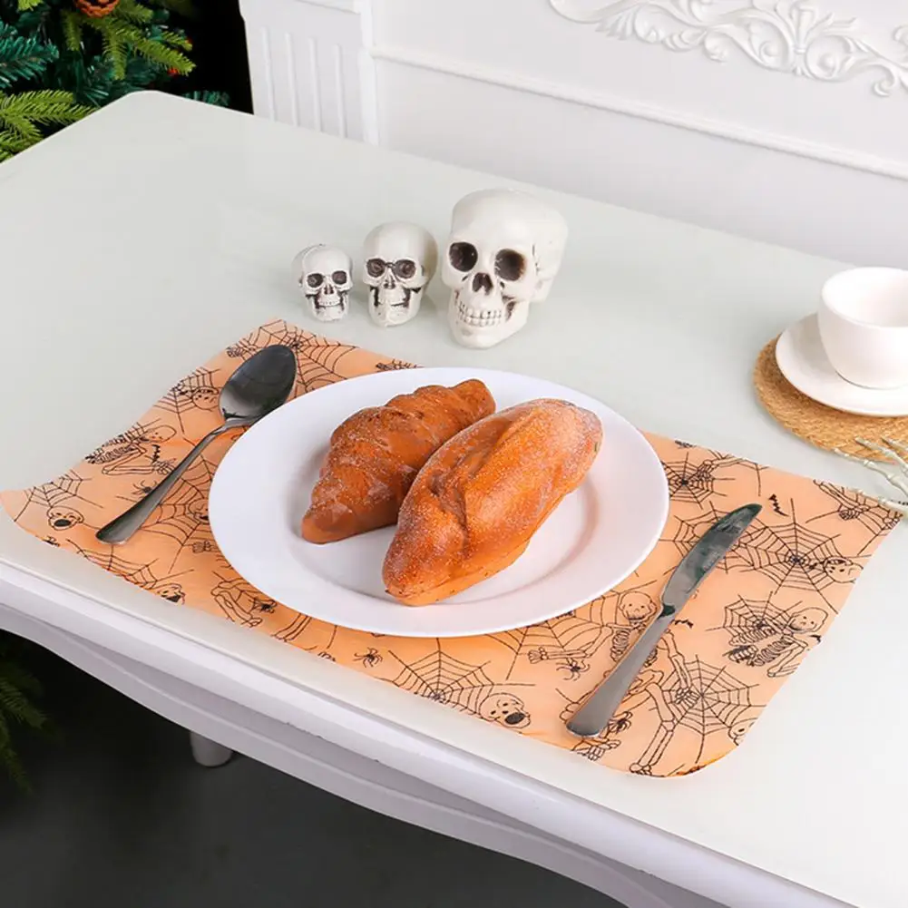 Elegant Table Setting Accessory Spooky Halloween Table Runner with Bat Spider Web Design for Indoor Home Party Decor for Kitchen