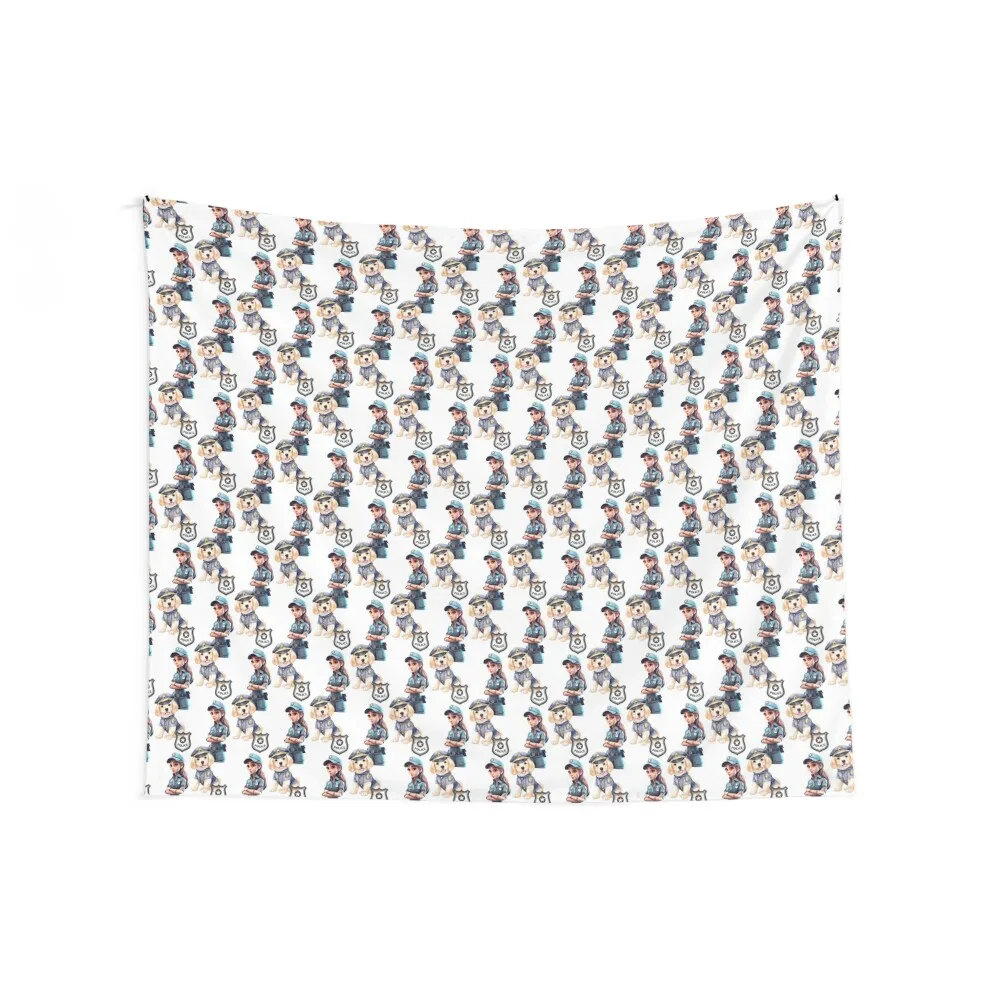 

Policewoman with dog Tapestry Custom House Decorations Mushroom Tapestry
