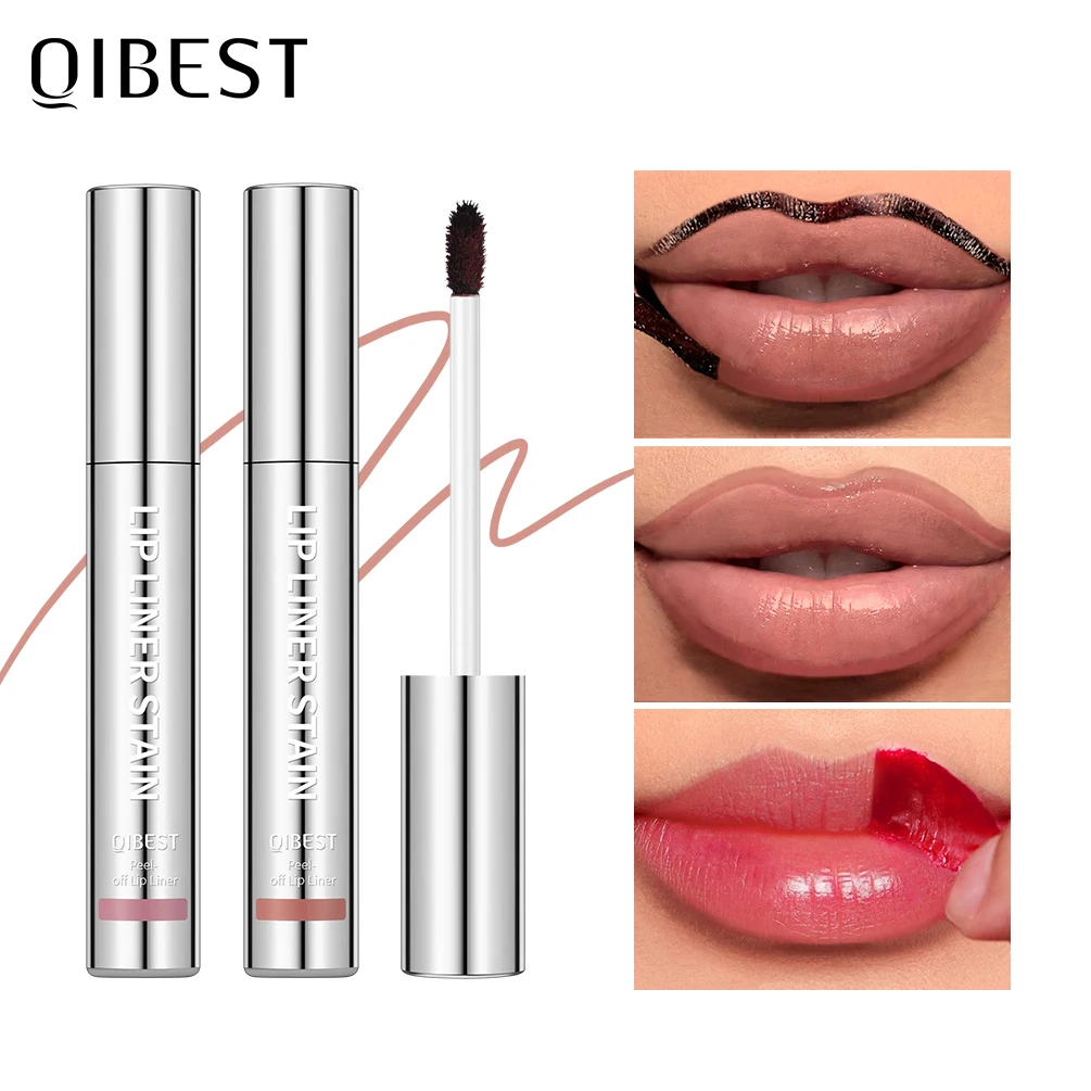 QIBEST Lipliner Peel Off Tattoo Lipgloss Waterproof Long Lasting Matte Lip Tint Brown Contour Tear-off Lip Stain Cosmetics