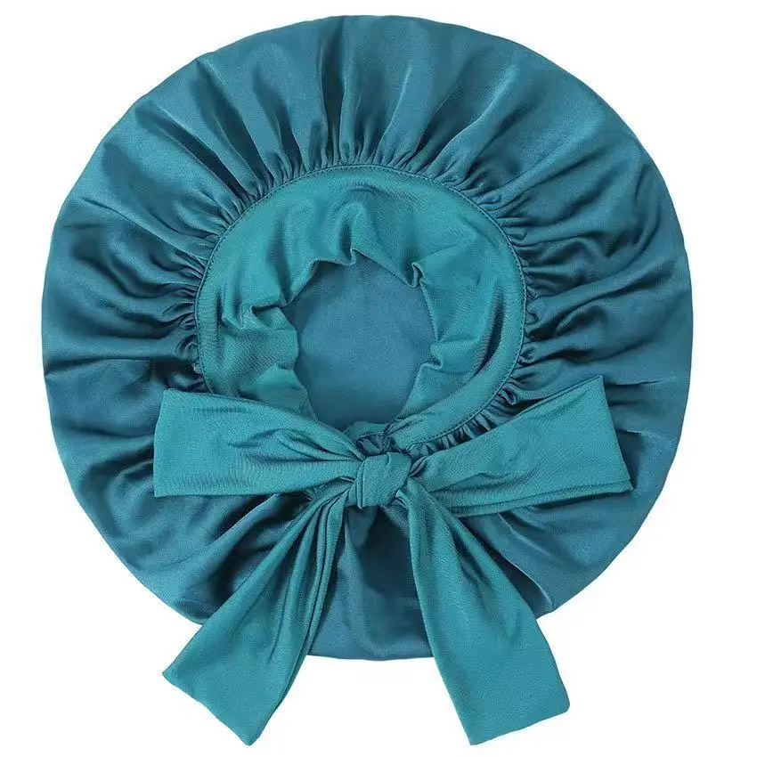 

High End Artificial Silk Ribbon Nightcap Women Double-sided Hair Cap for Long Curly Hair Care Christmas Gifts Bath Hair Towel