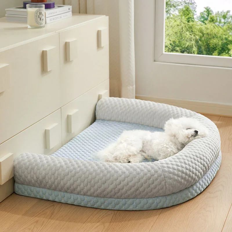 

Summer Cooling Dog Bed Pet Cooling Mat With Pillow Washable Summer Pet Sofa Bed Dog Sleeping Couch Bed For Home Indoor Floor Car