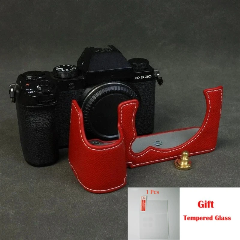 

Protective cover handle half cover, For FUJIFILM Fuji X-S20 camera bag leather case For XS20 + free tempered film