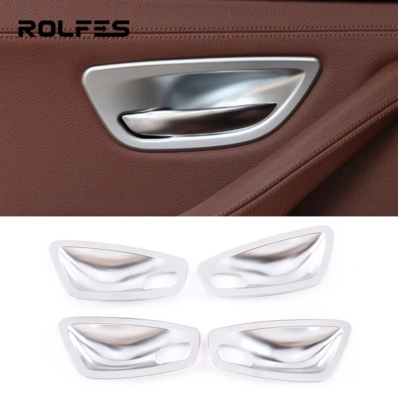 ROLFES 4Pcs/Set Car Inner Door Handle Bowl Cover Trim Stickers Frame For BMW 1 Series E81 2007-2011 Auto Interior Accessories