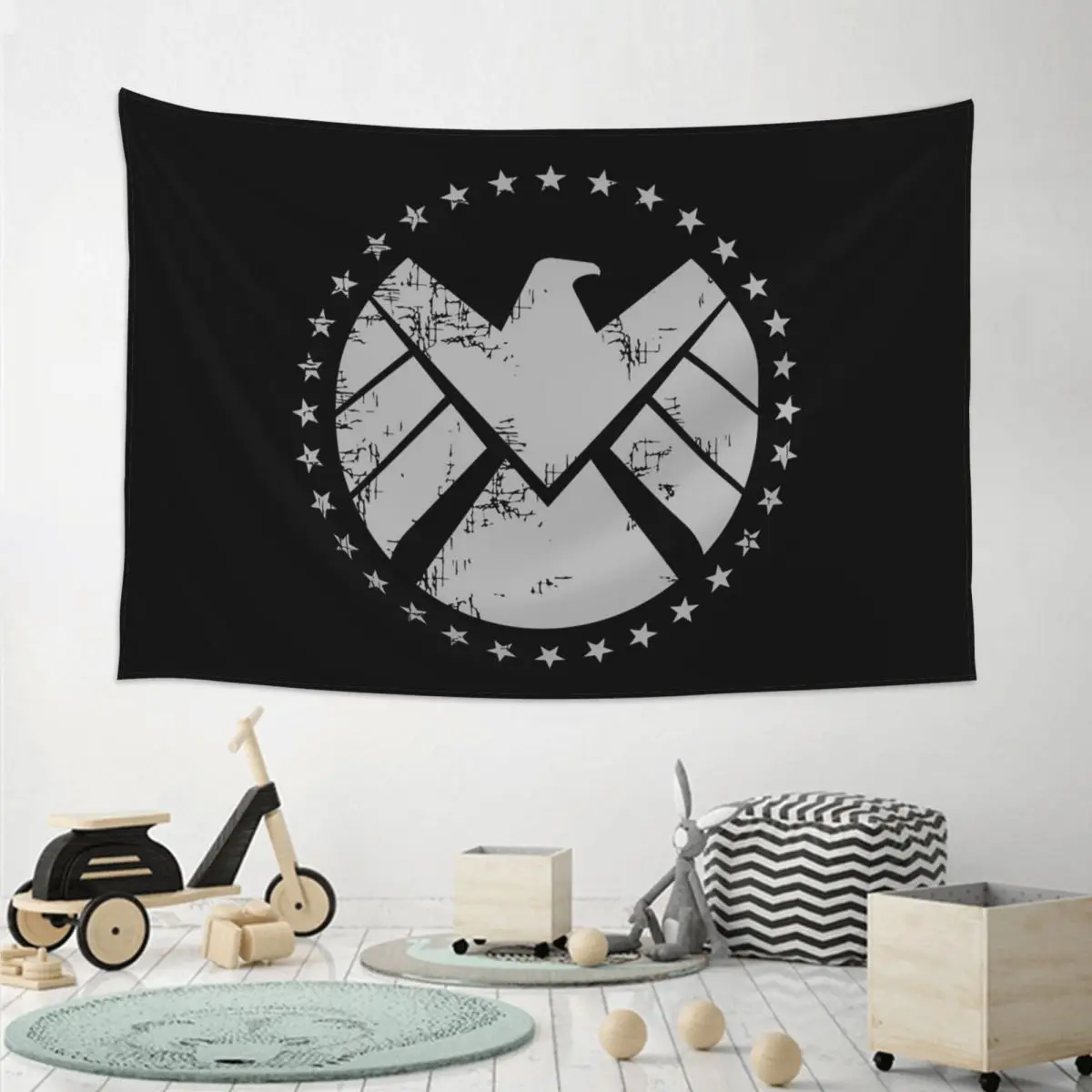 Shield Agent Training Tapestry Hippie Wall Hanging Aesthetic Home Decoration Tapestries for Living Room Bedroom Dorm Room