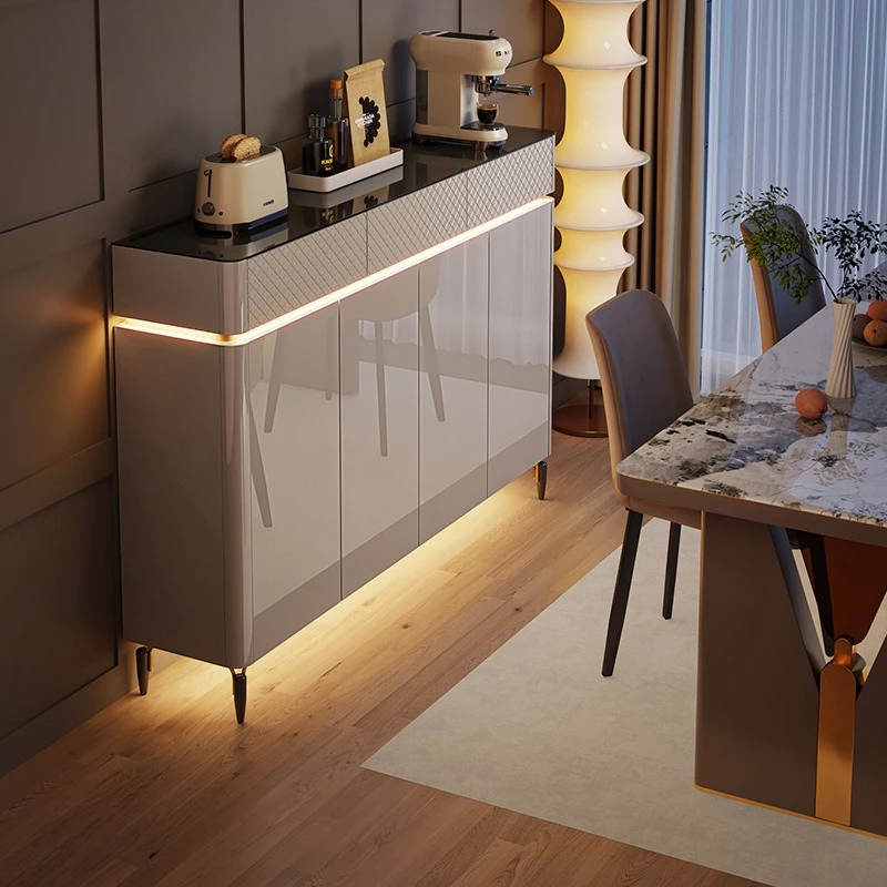 

Dining side cabinet against the wall Light luxury high-end sense household cabinet with lamp Kitchen storage cabinet