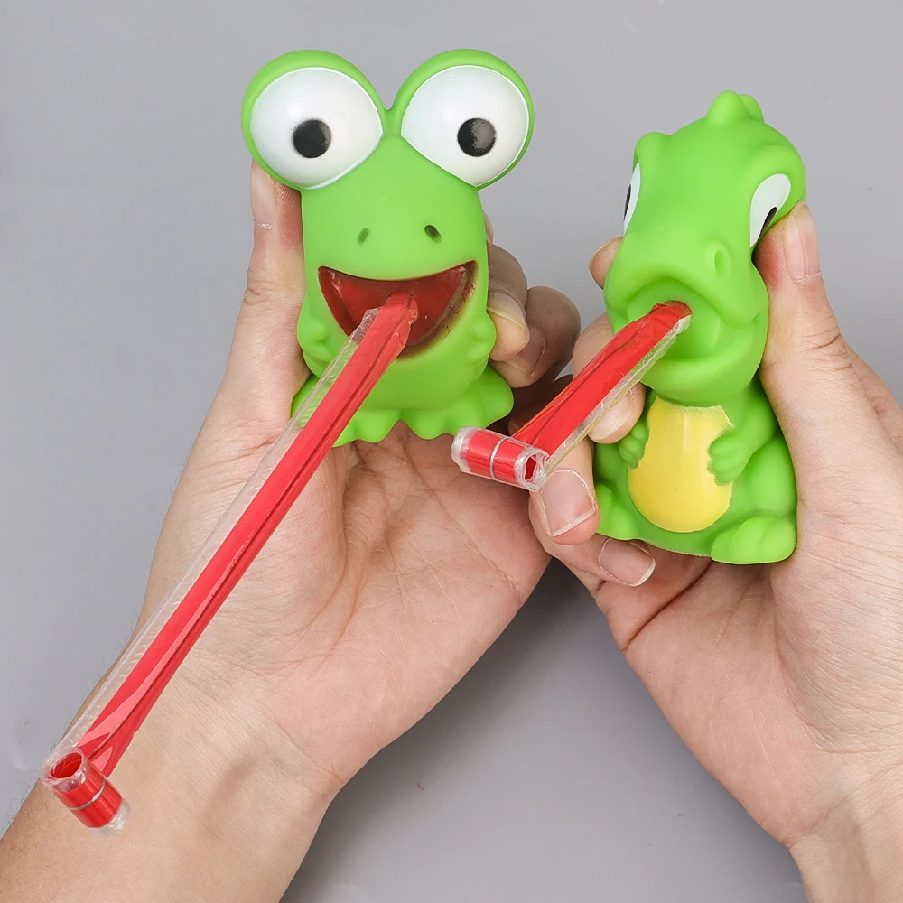 Funny Tongue Sticking Out Press Sound Animal Toys Bb Whistle Catone Dinosaur Frog Pinch Music Kids Decompression Rebound Toys