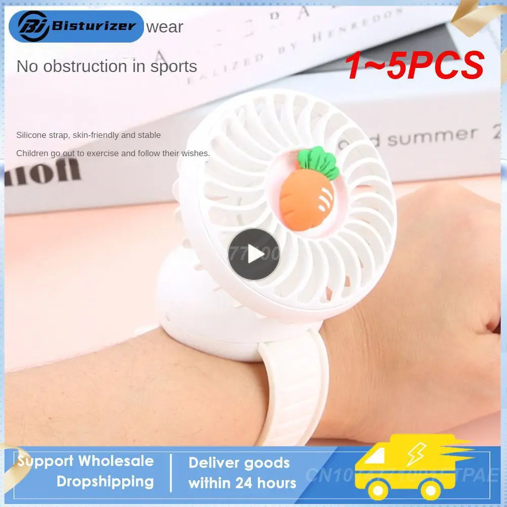 

1~5PCS Couple Electric Fan Cute Mini Mini Portable Wrist Fan Stable Soft Handheld Charging Mute Fan Gifts For Childrens Day