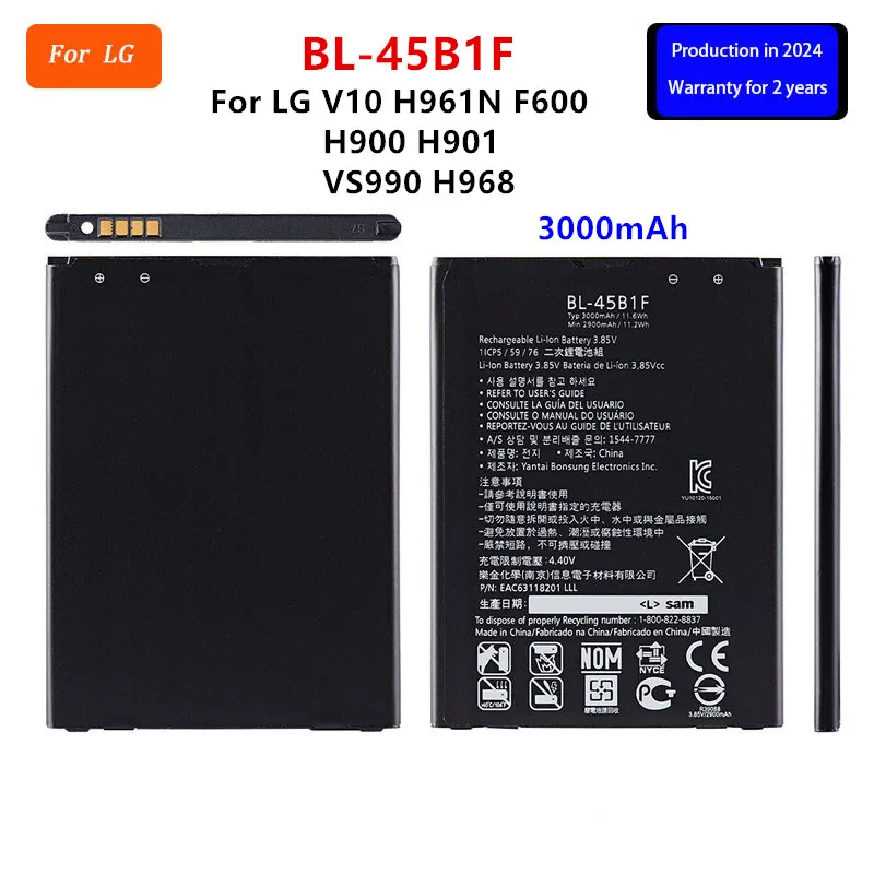 

Original BL-45B1F 3000mAh Replacement Battery For LG V10 H961N F600 H900 H901 VS990 H968 BL 45B1F Mobile phone Batteries