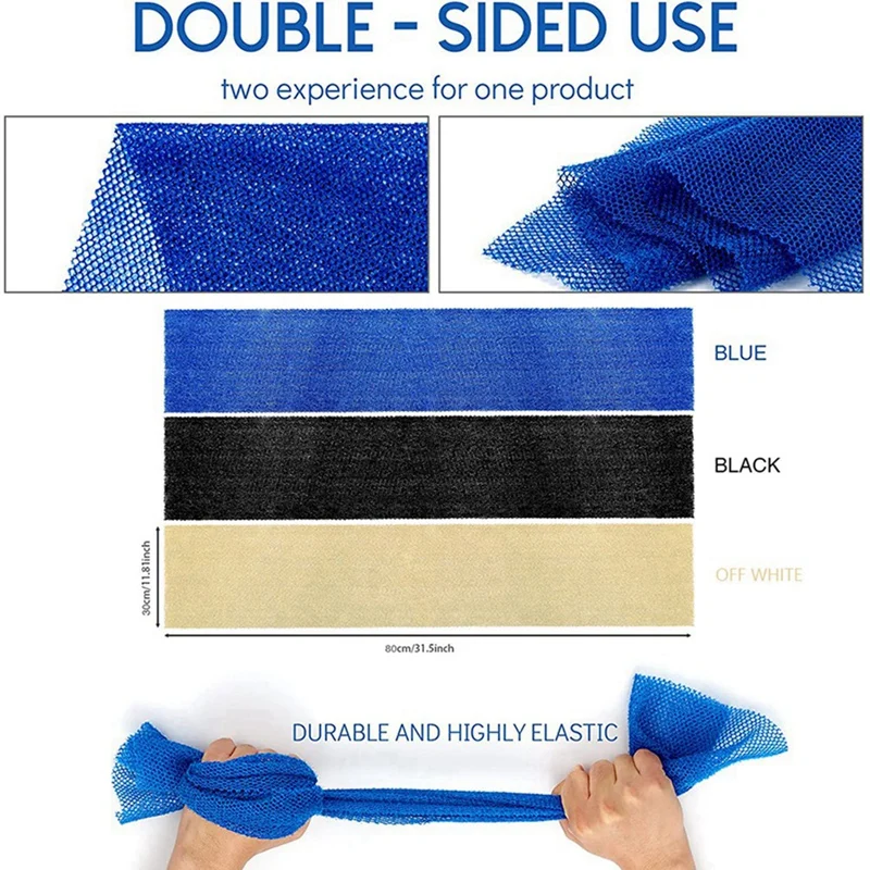 3 pezzi spugna da bagno rete africana spugna da bagno a rete lunga doccia esfoliante Scrubber per il corpo Scrubber per la schiena pelle più liscia