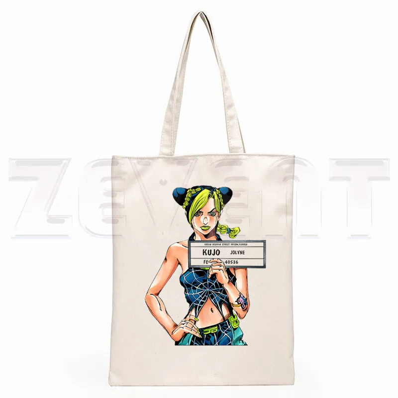 JoJo Bizarre Adventure Stone Ocean Steel Ball Run JoJo Lion bolsas de compras con estampado de dibujos animados para niñas, bolso de mano informal a la moda