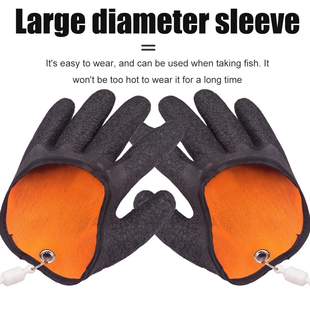 Fishing Gloves Anti-Slip Protect Hand from Puncture Scrapes Fisherman Catch Fish Latex Hunting Gloves Left/Right （Random Color）