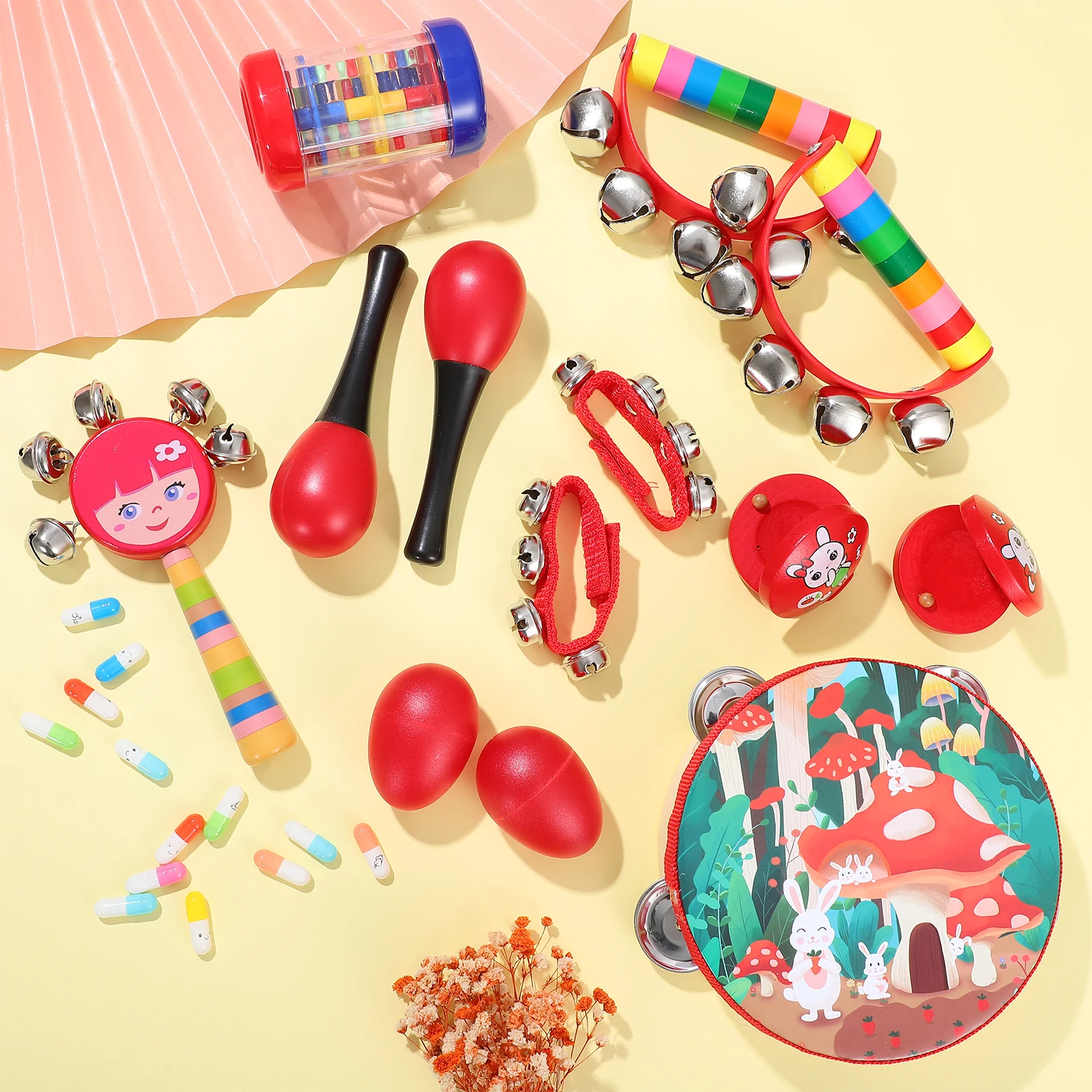 13 pezzi strumenti musicali per bambini giocattoli per bambini set di percussioni in plastica bambini apprendimento precoce organi del senso del bambino per i più piccoli