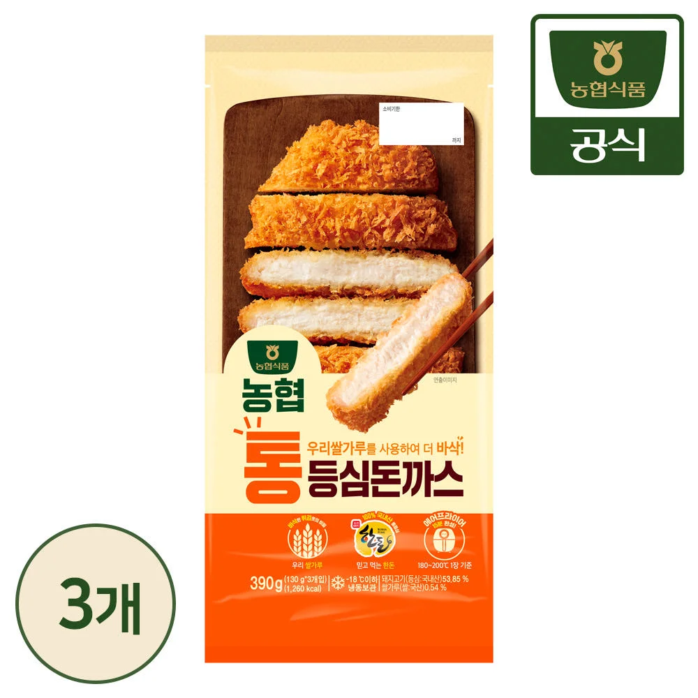 [NongHyup Food] Chuletas de Lomo de Cerdo Tonkatsu 390g x 3 Paquetes