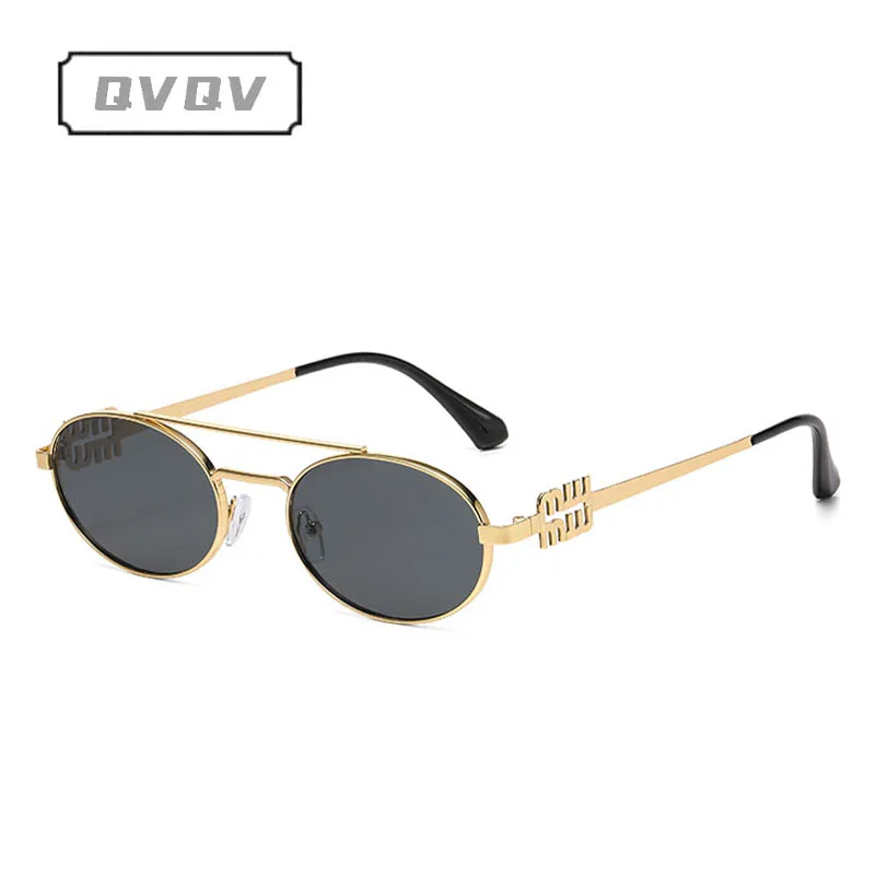 Nieuwe trendy ovale zonnebril met dubbele balk en metalen frame Trendy streetwear damesmerkontwerp zonnebril unisex zonnebril UV-bescherming