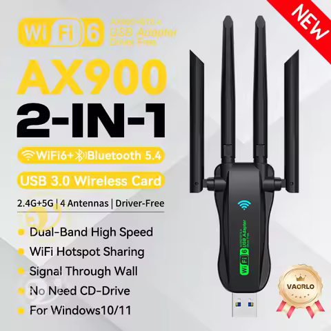 900Mbps WiFi Network Card 2.4G/5Ghz Bluetooth 5.4 Wi-Fi Dongle AX900 USB3.0 4-Antennas Wireless Receiver For PC Laptop WIN 10/11
