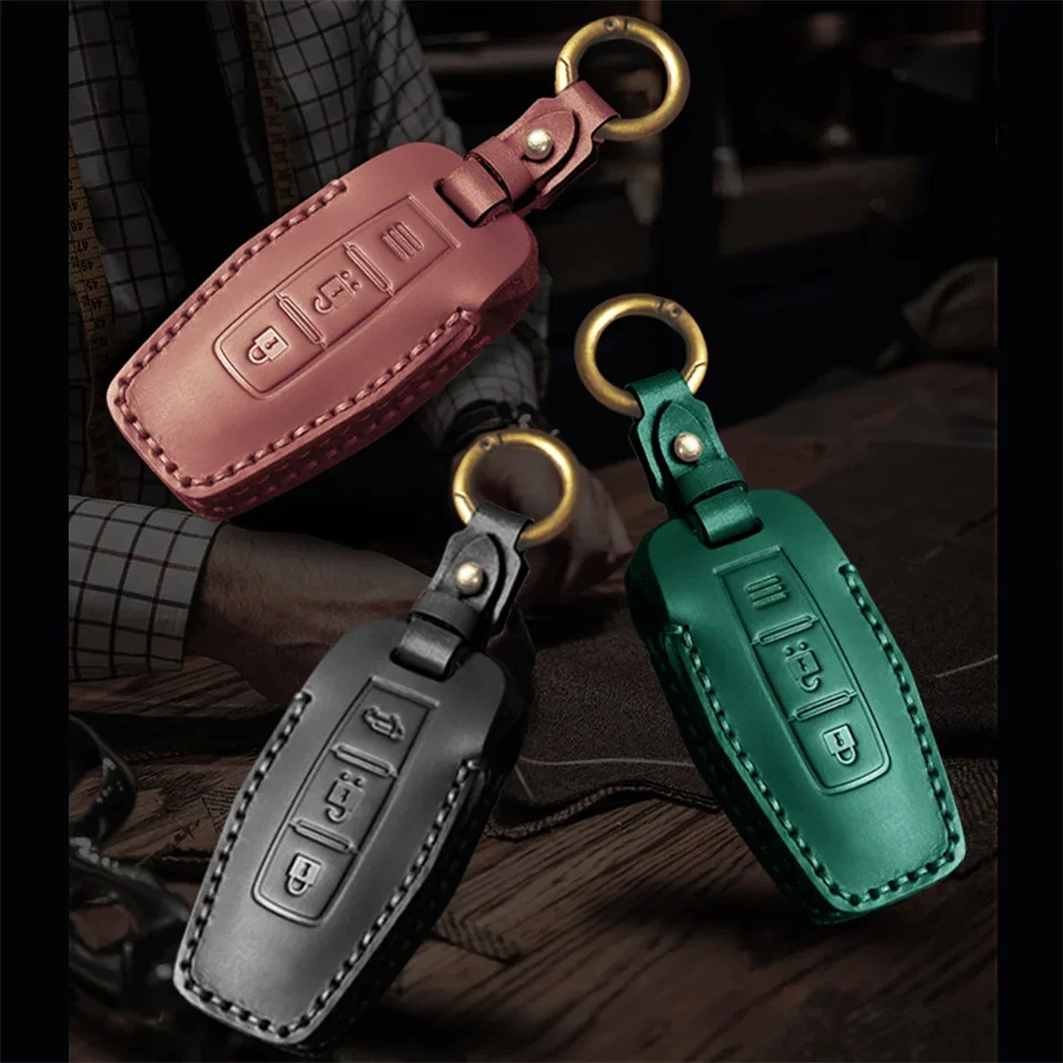 

2/3/4 Bottons Leather Car Smart Key Remote Case Fob Shell Keychian For 2022 2023 Mitsubishi Outlander Car Key Cover Accessories