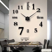 HOT-3D DIY Wall Clock Modern Design Large Acrylic Clocks Home Sticker Room Decor Clock On The Wall Numbers