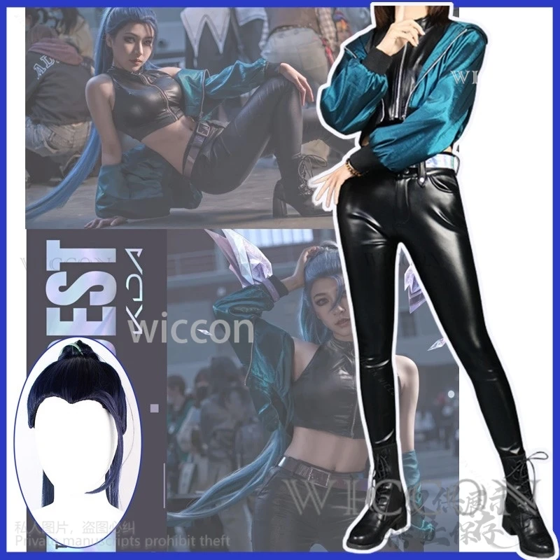 

Аниме LOL Of Legends Girl Group KDA Косплей KaiSa Сексуальная Униформа Костюм Идола Пальто Брюки Парики Для Хэллоуина Рождества Индивидуальные