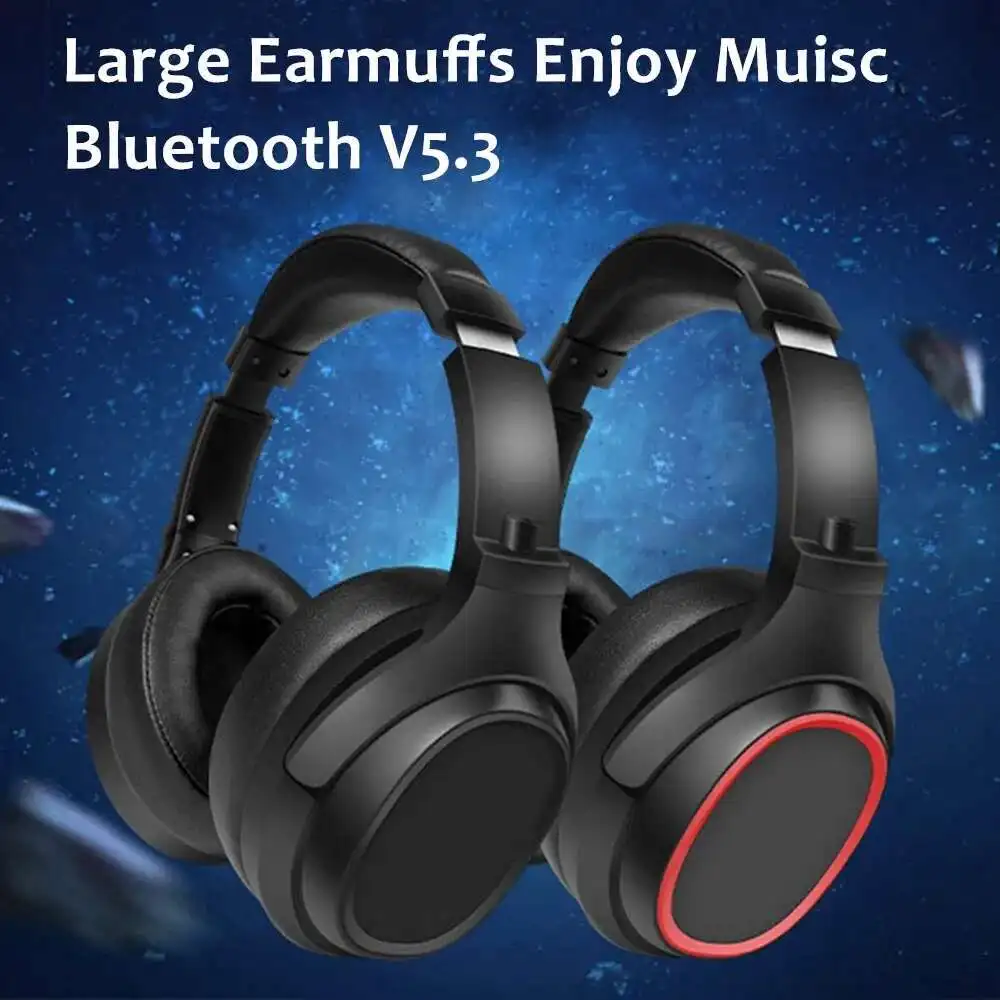 

Wireless Bluetooth 5.3 Large Earmuffs Headset 40mm Driver Diameter Hifi 40H Battery Life 3.5mm Wired Headphone with TF Card Mode