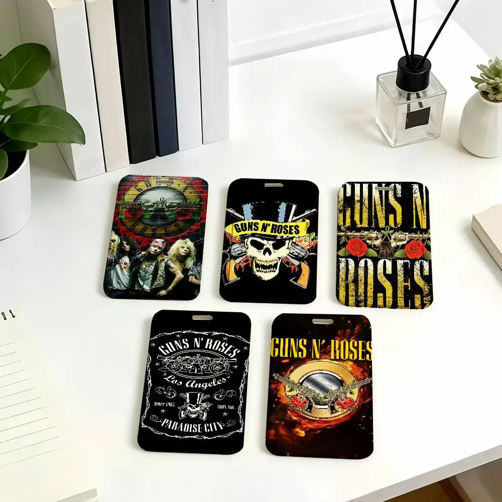 Rock Band  Badge Card Holder Student ID Case Daily Use Subway Commute Work Cover Office School Bus Protector G-GUNS N R-ROSES