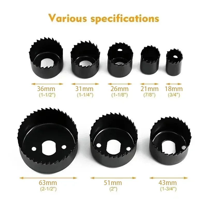 11Pcs Kit Durable Carbon Steel Metal Circle Power Drill Hole Cutter Wood PVC and Plastic Screw extractor set Bit