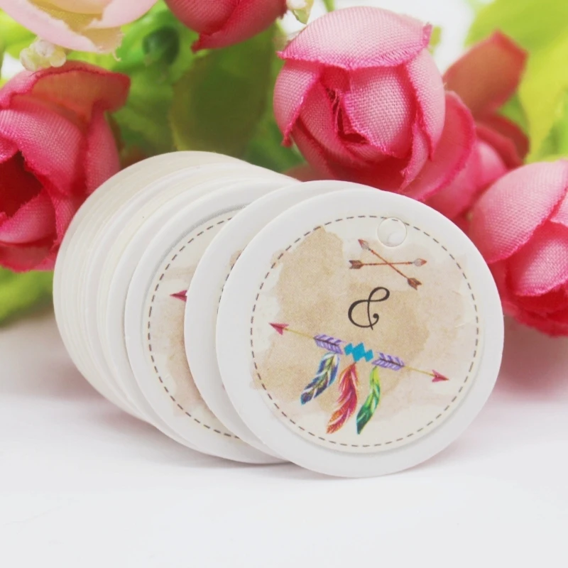 Gift label 3cm circular 100 piece handmade, wedding candy gift label