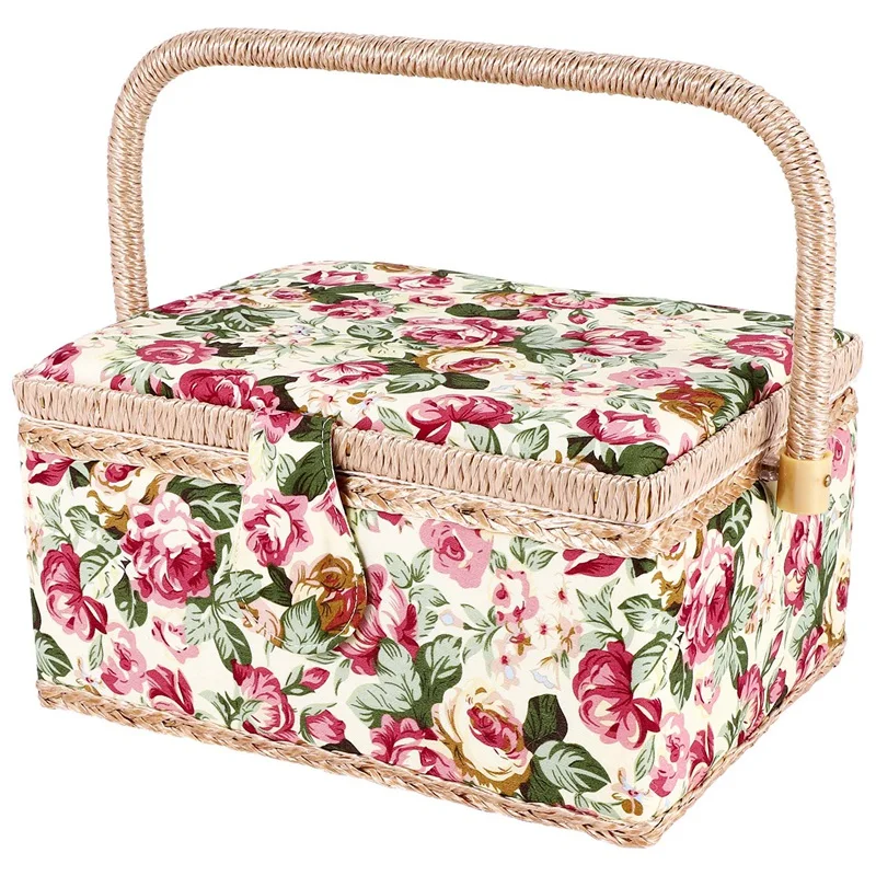 Extra Large Sewing Basket,Vintage Sewing Basket,For Needles, Thread, Tape Measure, And Other Sewing Supplies Storage