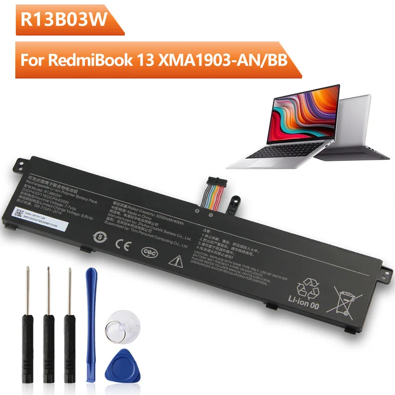 

Replacement Battery R13B03W For Xiaomi RedmiBook 13 XMA1903-AN XMA1903-BB Rechargable Battery 5200mAh