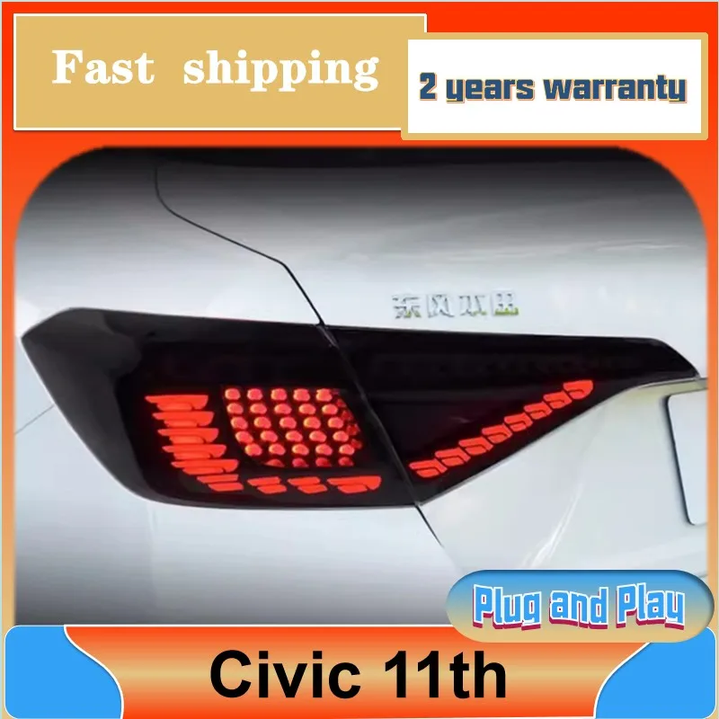 

Стайлинг автомобиля для Honda Civic 11-го поколения, задние фонари 2022-2024 Civic 11th, задний фонарь, задний DRL, противотуманный тормоз, указатель поворота, задний ход