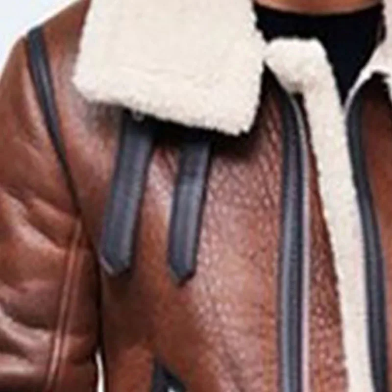 Fur Collar Leather Jacket Men Loose Comfortable Warm Fashion Thickened Stand Collar Fur Integrated Versatile Leather Jacket