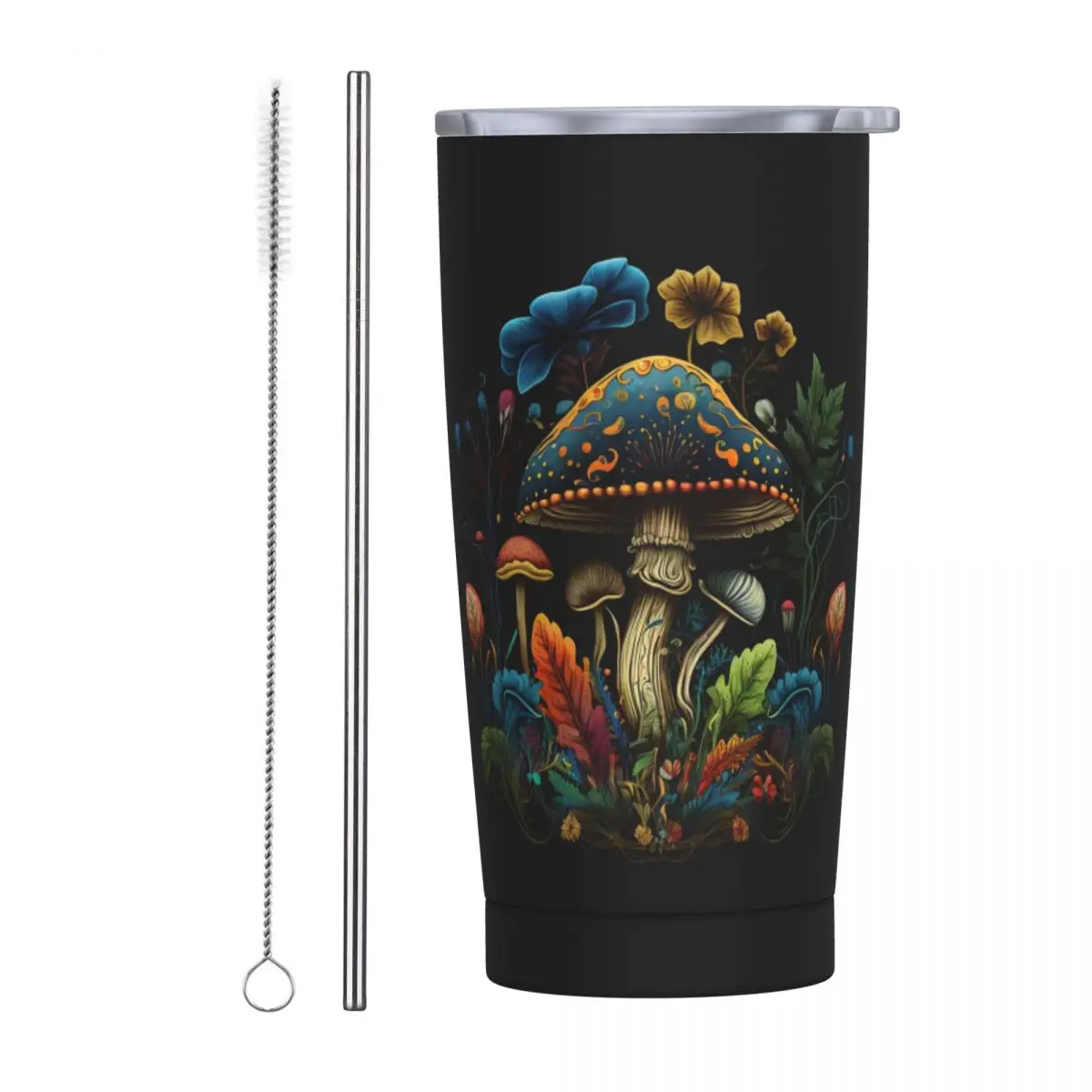 Shroom Dark Trippy Mushroom Stainless Steel Tumbler Vacuum Insulated Mug Thermal Cold Cups Straw With Lid 20oz