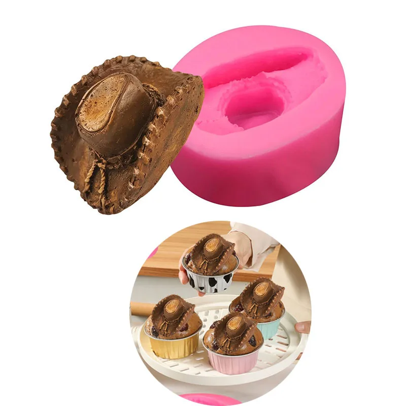 Cowboy Hat Silicone Mold Western Theme Fondant Mould For Sugarcraft Chocolate Candy Cake Decoration Cupcake Topper Kitchen Tools