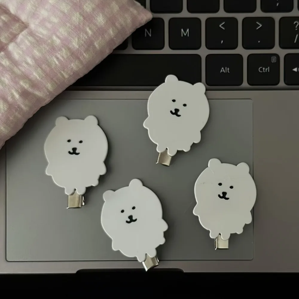 قطعتان من مشابك شعر الدب الأبيض اللطيفة - مشابك جانبية أكريليك ولطيفة وحلوة للنساء والنساء - مثالية لموسم الخريف والشتاء