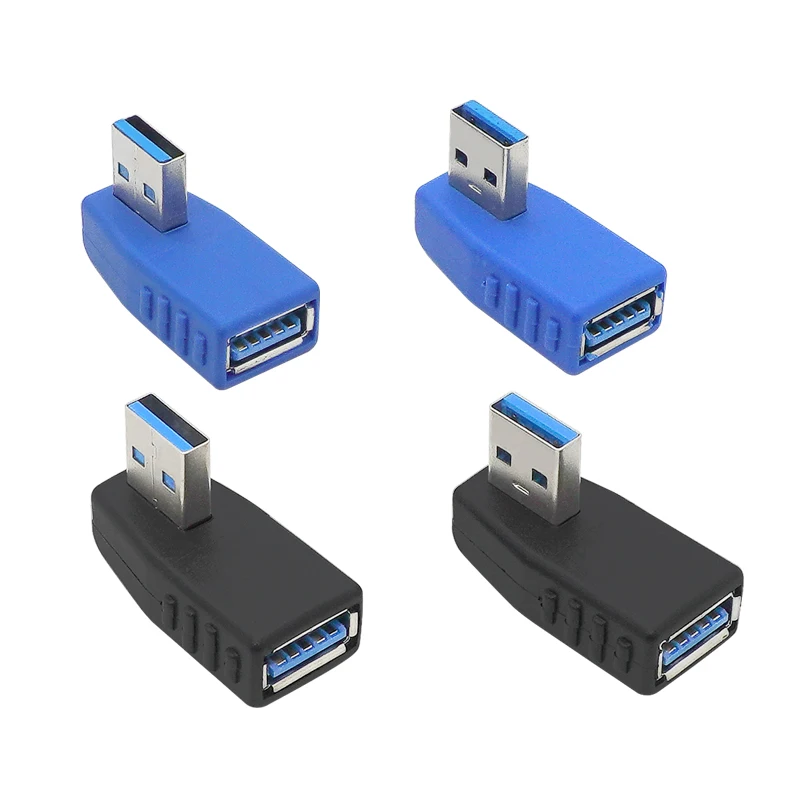 USB 3.0 ذكر إلى أنثى محول يمين يسار بيند محول موصل التوصيل أزرق أسود اللون للكمبيوتر المحمول