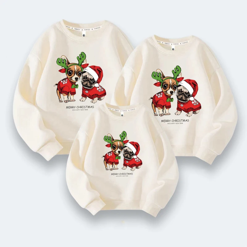 Christmas Family Sweater with Deer Jersey De Navidad Para To Da La Familia Mother and Daughter Matching Outfits Family Clothing