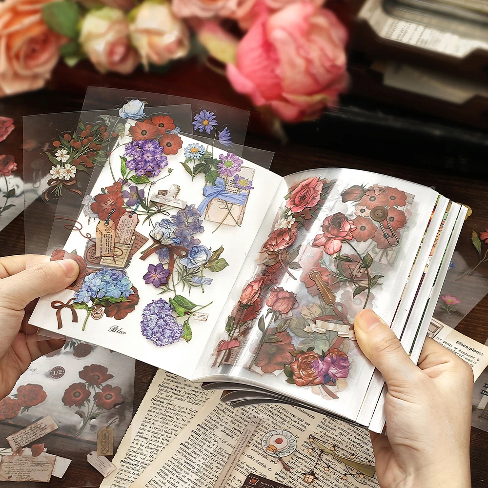 

20 Pcs Mushroom Flowers PET Die cut Sticker Book Kawaii Stationery Supplies for Scrapbook Diary Stickers Aesthetics Decorative