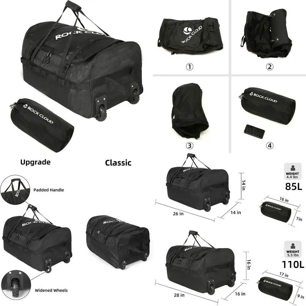 

Foldable 110L Wheeled Duffel Bag with 28 Inch Packable Travel, Camping, and Sports Long-Tail Keyword