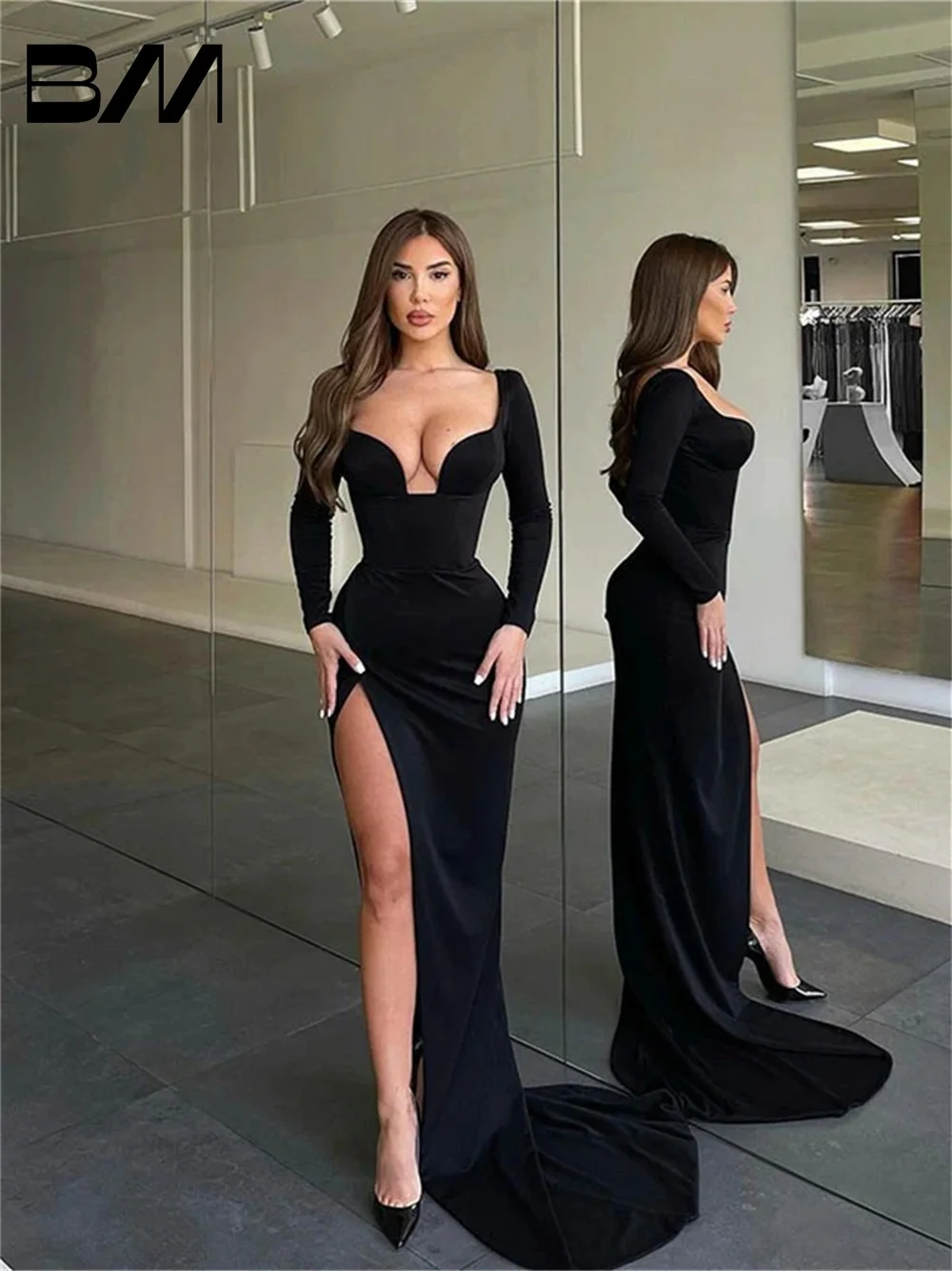 

Solemn Long Sleeve Evening Dress Elegant A-Line Floor-Length Prom Gown Charming Sweetheart Bridal Dress Vestidos De Novia