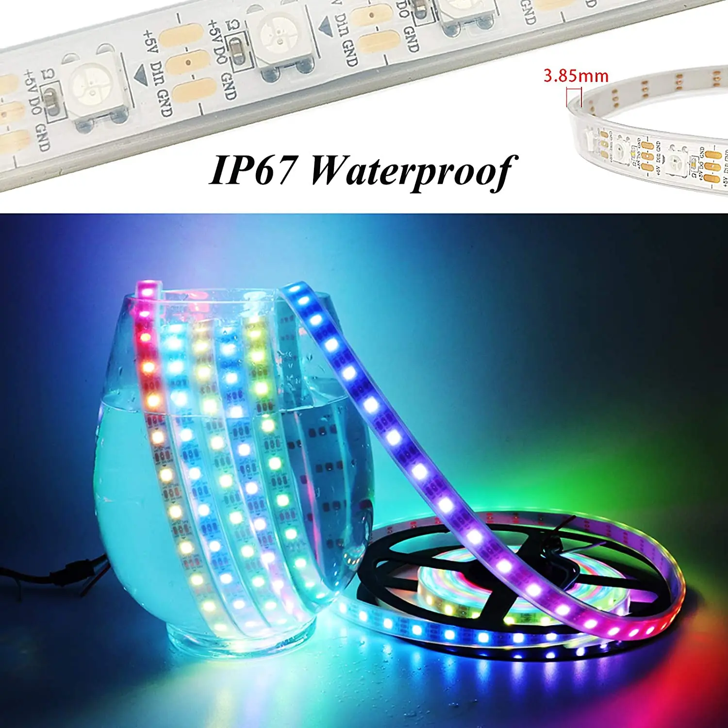 WS2812B 2811 2813 2815 스마트 RGB LED 스트립, 개별 주소 지정 가능 LED 조명, TV LED 테이프 룸 장식, 30 60LED, 5V, 12V