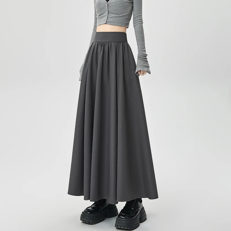 Y2K Skirt Women Korean High Waist Pleated Skirt A Line Umbrella Long Skirt Casual Suit Autumn High Street Fashion